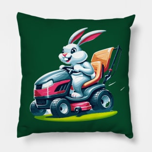 Easter Bunny Mowing the Lawn. Pillow