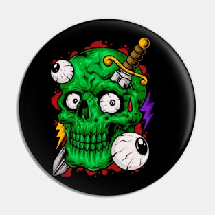 Green skull Pin