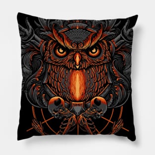 Owl with skull illustration Pillow