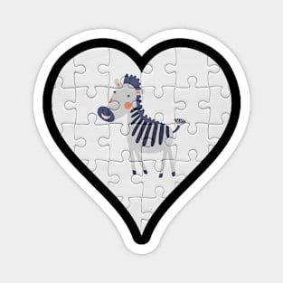 Jigsaw  Zebra Heart Design - Wild Animal Zebra Magnet