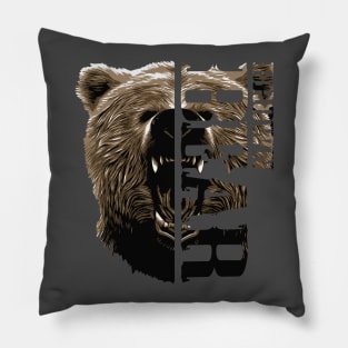 Wild Life Wild Brown Bear Head Vector Design Pillow