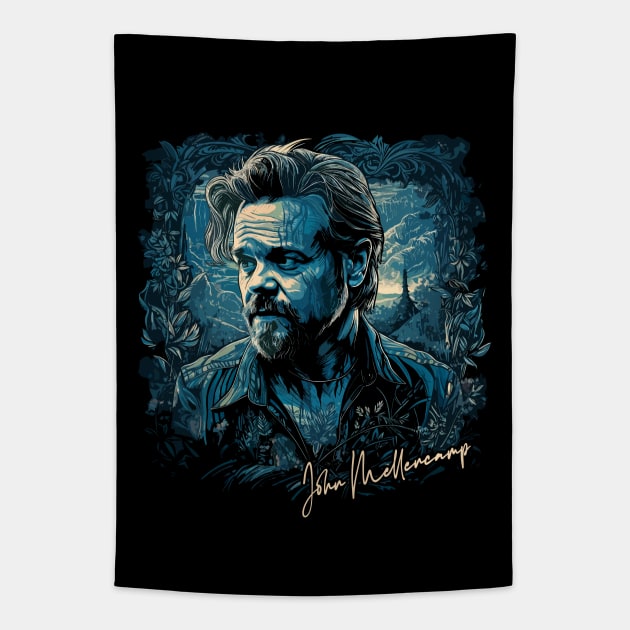 John J. Mellencamp --- Retro Fan Art Tapestry by DankFutura