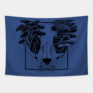 Cottagecore Aesthetic Skull Mushrooms Art Tapestry