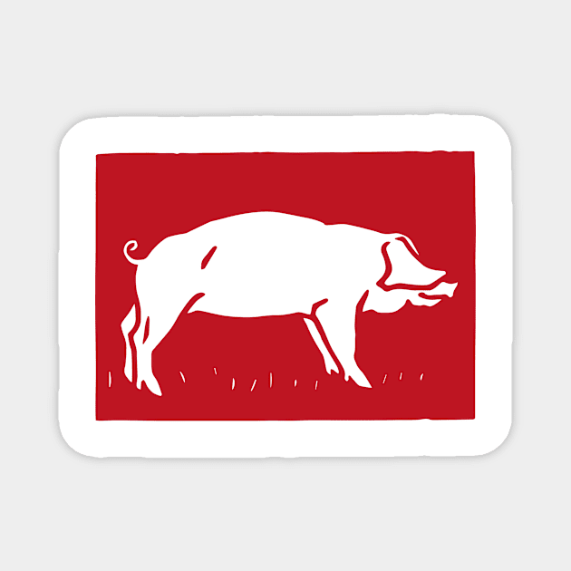 Red Pig Aesthetic Magnet by RicoAlencar