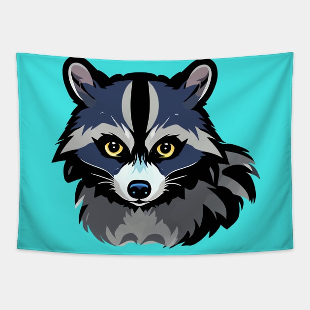 Adorable Raccoon Comic Cameo Tapestry by Obotan Mmienu