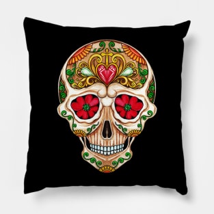 Sugar skull fancy vintage and gems day of the dead. Pillow