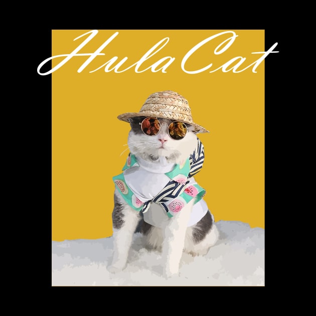 Hula Cat Hawaiian Funny by LOVILOVI