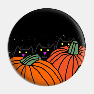 Big Halloween Pumpkins with Three Kitten Cats Pin