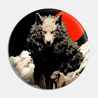 Wolf: Once a Wolf, Always a Wolf on a Dark Background Pin