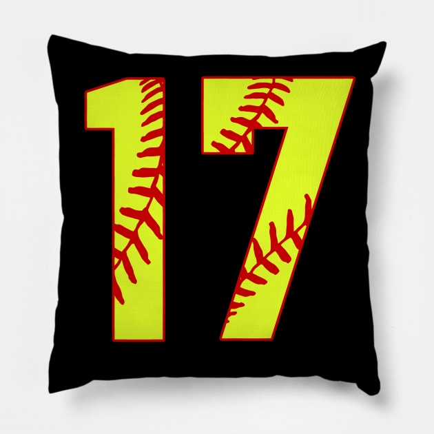 Fastpitch Softball Number 17 #17 Softball Shirt Jersey Uniform Favorite Player Biggest Fan Pillow by TeeCreations