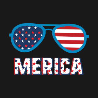 Merica Sunglasses American Flag USA T-Shirt