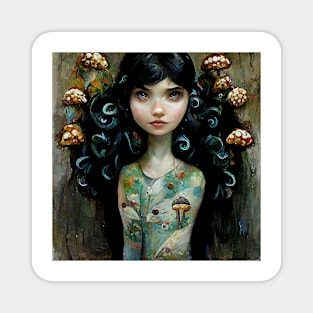 Medusa Hair Mushroom Faerie - Kim Turner Art Magnet