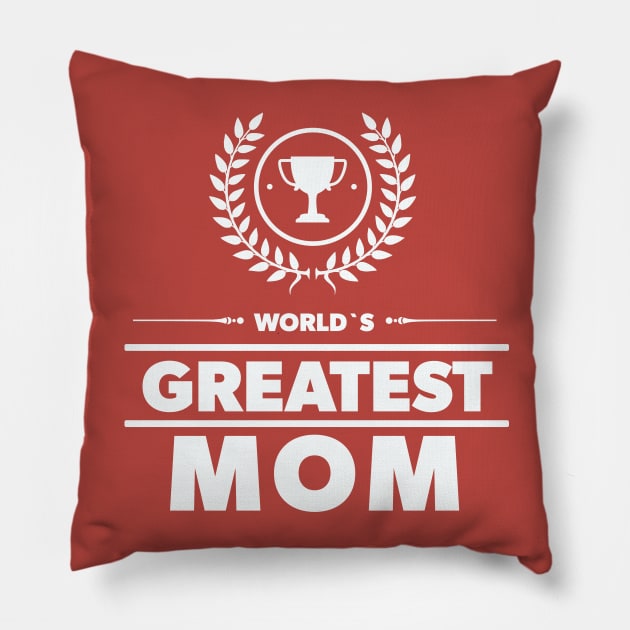 Worlds Best MOM Ever Cute Mothers Day Gift Idea Poppy RED Pillow by Naumovski