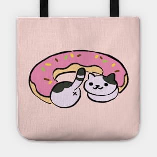 kitty collector speckles and spots doing the long cat in a pink donut tunnel Tote