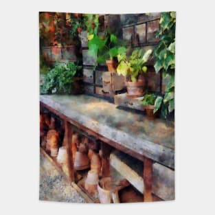 Greenhouse with Flowerpots Tapestry