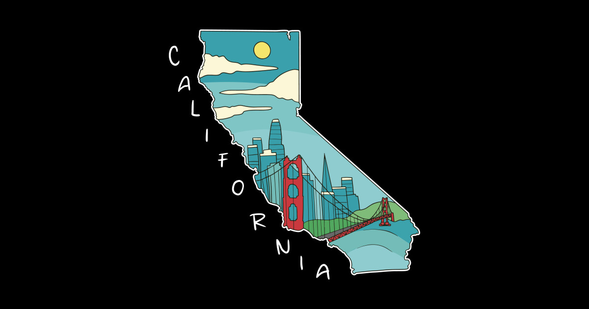 State of California Map Landscape San Francisco California Sticker