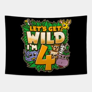 Let's Get Wild I'm 4 - 4th Birthday Safari Gift Tapestry