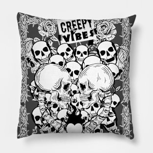 HALLOWEEN SKULLS CREEPY VIBES Pillow