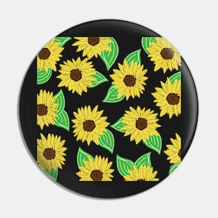 Sunflower with Leaves Pattern Pin