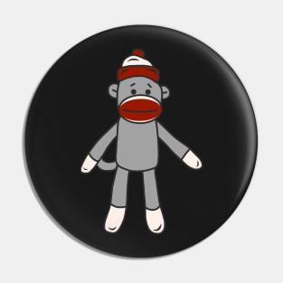 Sock Monkey With Red, Grey And White Stripes Pin