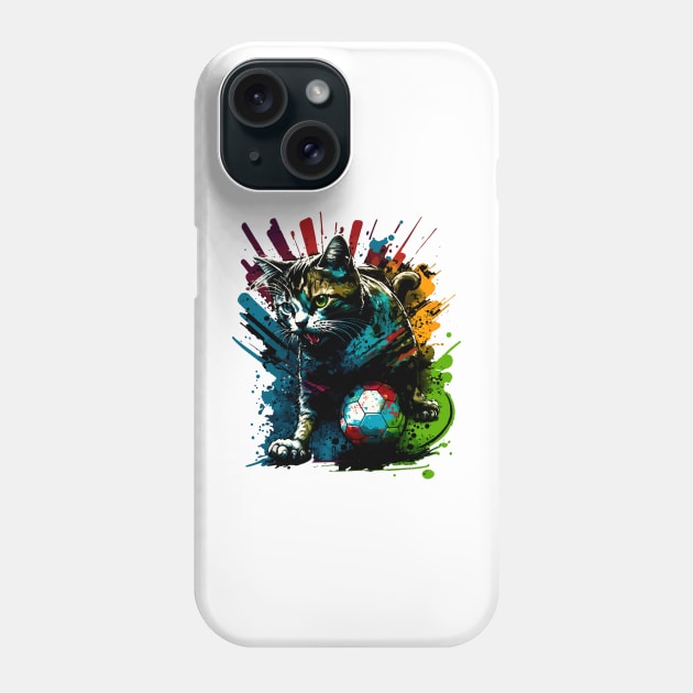 Cute Cat Sports Player Soccer Futball Football - Graphiti Art Graphic Trendy Holiday Gift Phone Case by MaystarUniverse