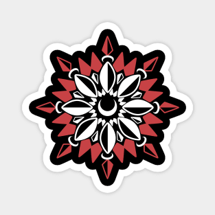 Abstract Moon Flower Print (Red) Magnet