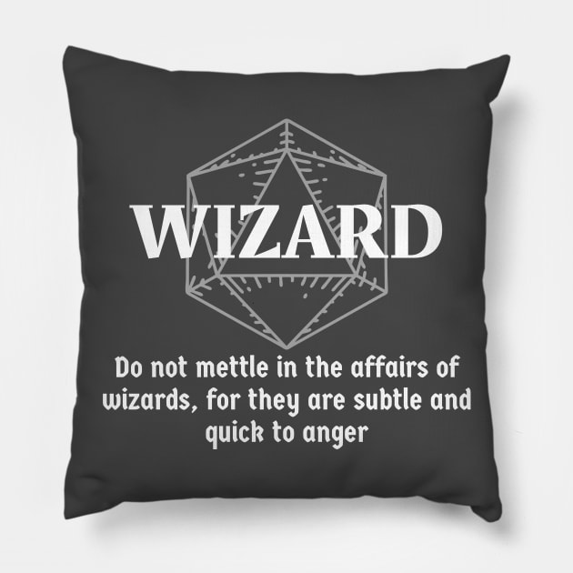 "Do Not Mettle In The Affairs Of Wizards, For They Are Subtle And Quick To Anger" - D&D Wizard Pillow by DungeonDesigns