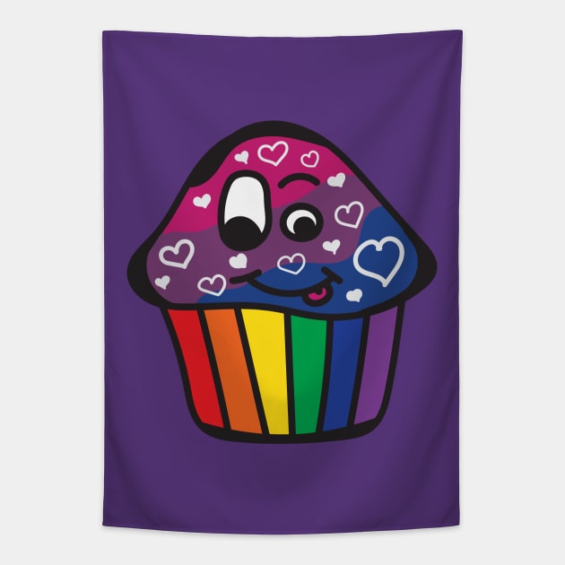 Biromantic Pride Rainbow Cupcake Tapestry by BiOurPride