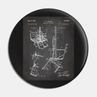 Skiing Patent - Ski Chalet Ski Fan Art - Black Chalkboard Pin