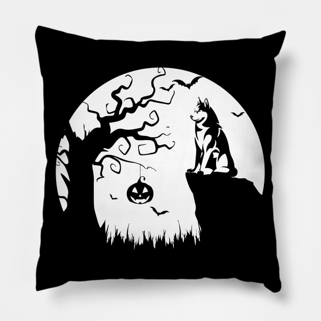 Siberian Husky Dog Halloween Witch Costume Styled Husky Mom Pillow by mrsmitful01