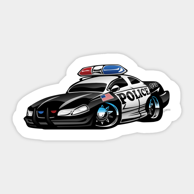 Police Muscle Car Cartoon Police Car Sticker Teepublic Cartoon police car png & psd images with full transparency. police muscle car cartoon