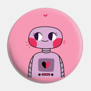 Miss Valentine Robot Pin