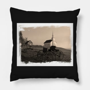 Old church and wagon Pillow