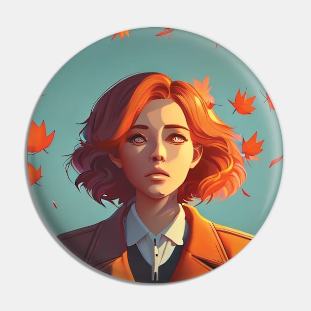 Woman with autumn leaves Pin by Tiberiuss