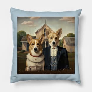 Corgi American Gothic Pillow