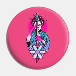 Samurai Geisha Girl Tattoo Pin