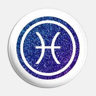 Blue Purple Glitter Zodiac - Pisces Pin