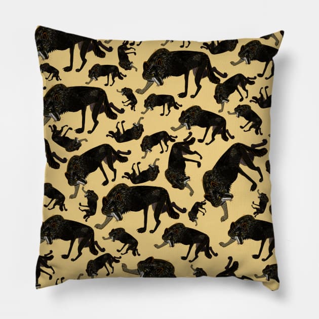 Black Wolf pattern #2 Pillow by belettelepink