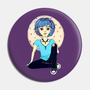 Girl and The Moon Pin