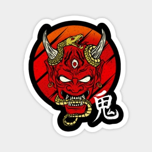 Japanese Occult Demon Mask Devil Oni Harajuku T-Shirt Magnet