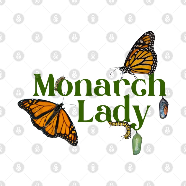 Monarch Lady with Caterpillars, Chrysalids and Butterflies by CarleahUnique