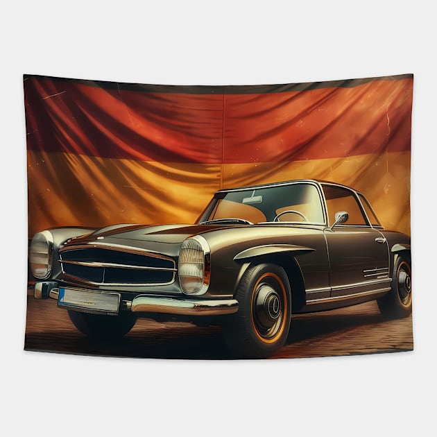 Mercedes Pagode with german flag vintage retro Tapestry by TaevasDesign