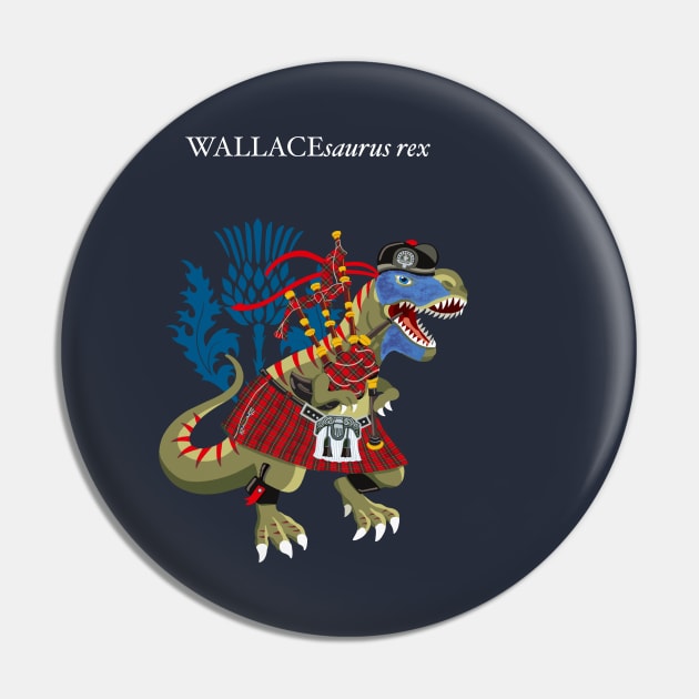 Clanosaurus Rex WALLACEsaurus Rex Wallace Family Tartan Pin by BullShirtCo