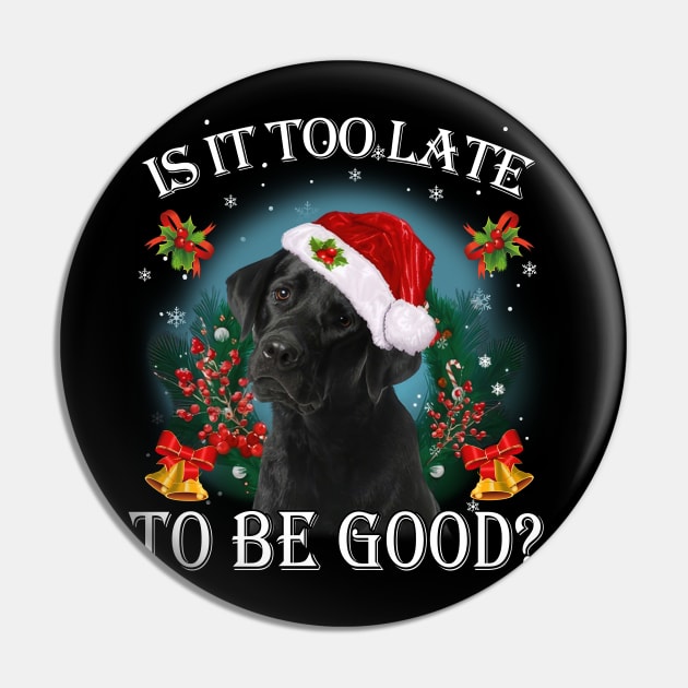 Santa Black Labrador Christmas Is It Too Late To Be Good Pin by Red and Black Floral