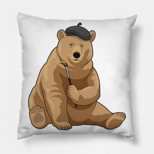 Bear Painter Paint brush Pillow