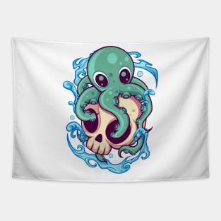 Octopus Skull Kawaii Tapestry