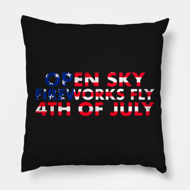 Open sky fireworks fly 4th of july Pillow by monicasareen