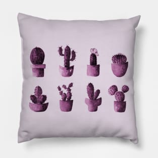 One cactus six cacti in pink Pillow