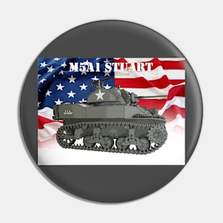 M5A1 Stuart light tank with American flag Pin