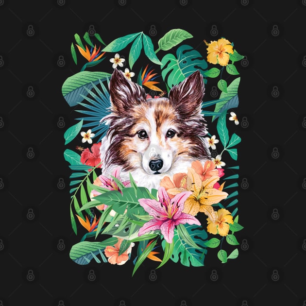 Tropical Sheltie Shetland Sheepdog by LulululuPainting